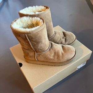 UGG Chestnut Suede Boots with Shearling